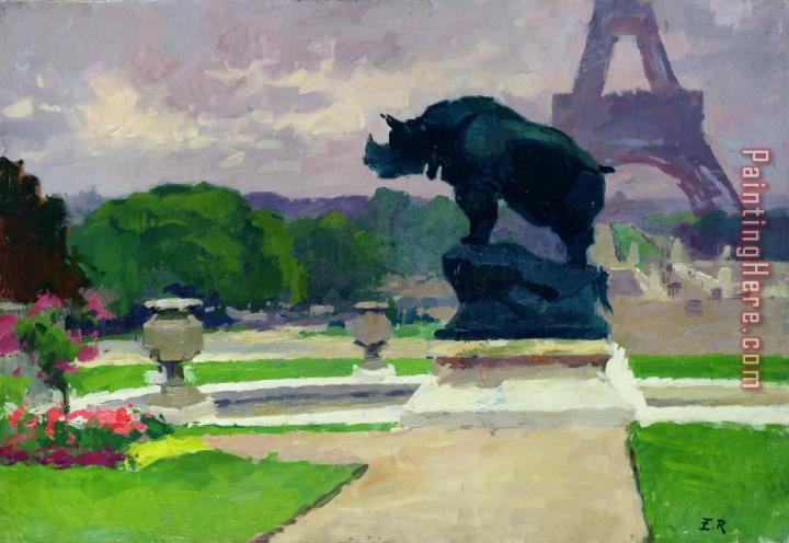 Jules Ernest Renoux The Trocadero Gardens and the Rhinoceros